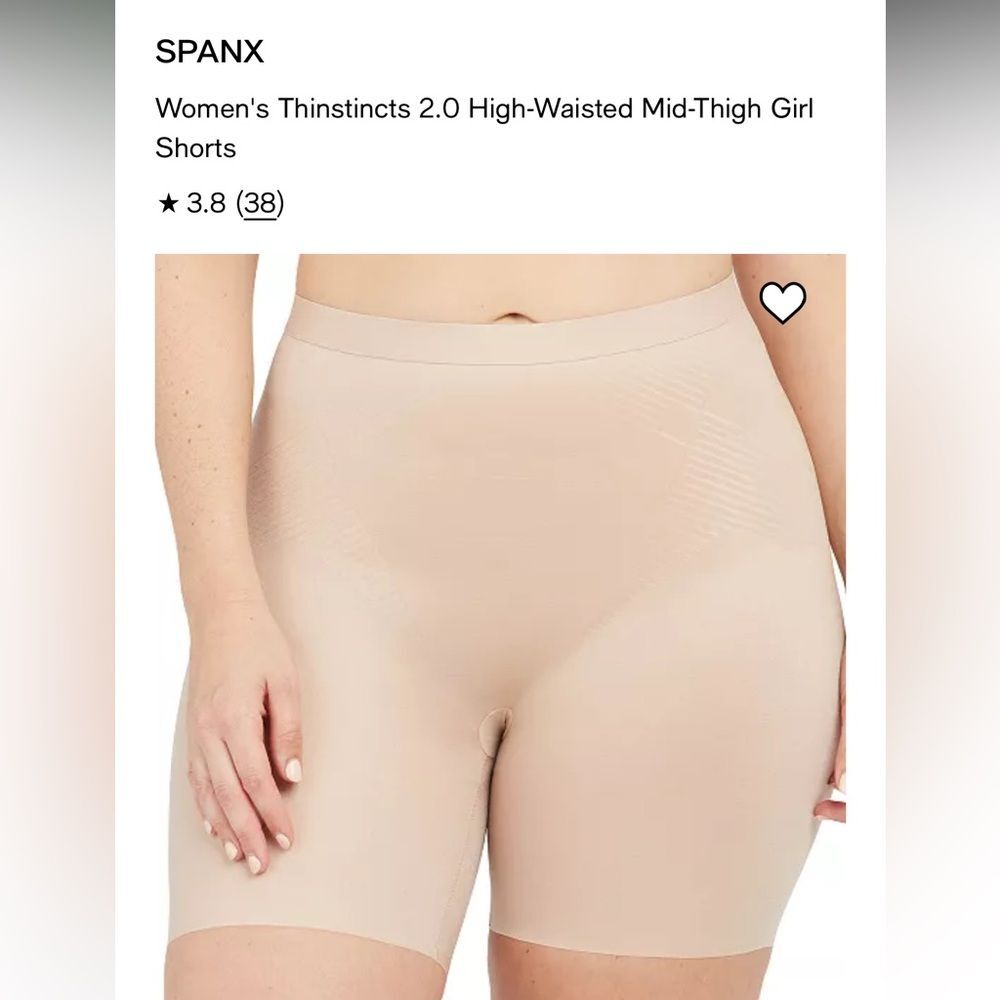 NWT Spanx Thinstincts High-Waisted Mid-Thigh Girl Shorts Champagne Beige Sz Sm